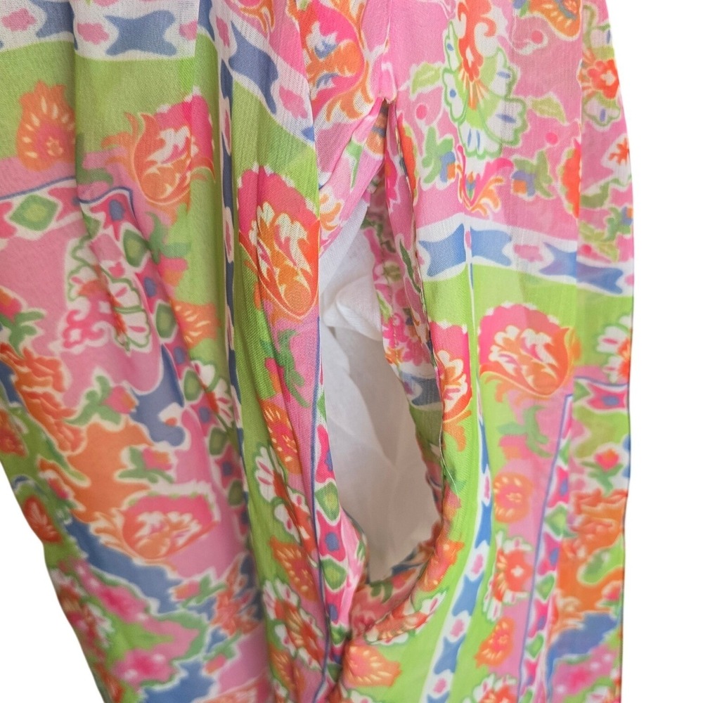 Gretchen Scott Borderline Watteau Dress Multicolor 3/4 Sleeve Preppy Airy Medium - Picture 7 of 7